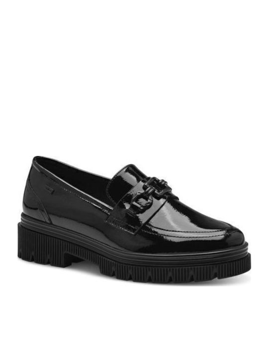 Lackleder Damen Loafers in Schwarz Farbe