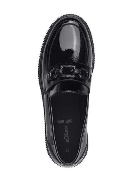 Lackleder Damen Loafers in Schwarz Farbe