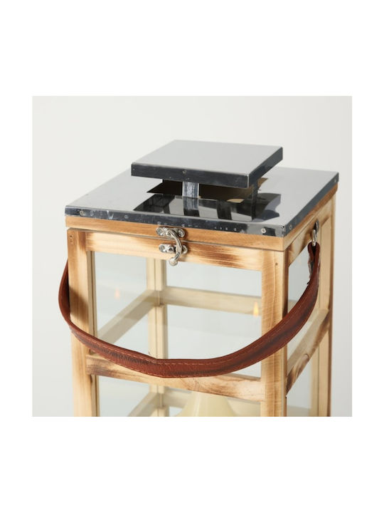 Boltze Kingston Wooden Lantern Beige 30x20x43cm