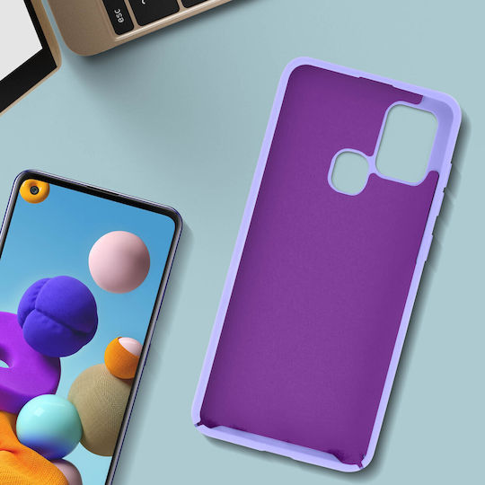 Заден капак Samsung Galaxy A21s полутвърд с меко покритие виолетов