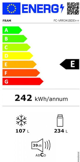 Fram Retro Ψυγειοκαταψύκτης 341lt Υ190.1xΠ60.5xΒ68.1εκ. Κόκκινος FC-VRR341BDE++