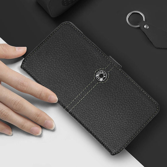 Husă Flip Huawei Y7 2019 Suport Carduri Efect Texturat Façonnable Negru