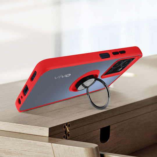 Hülle Vivo Y22s Y35 Dual-Material Metallring Video-Unterstützung Rot