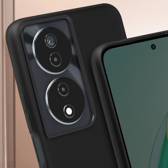 Jaym Калъф с връзка Honor 90 Smart Силиконова защита с ръчна каишка Черен