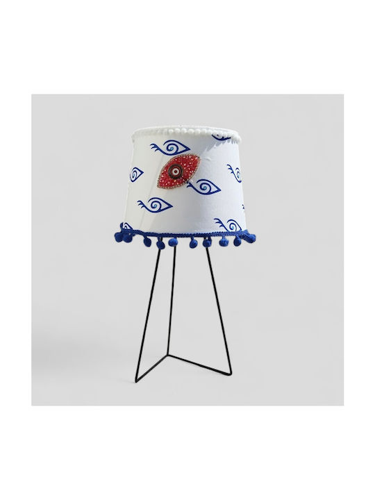 Oxygen Blue Eyes Fabric Table Lamp for E27 Socket with Blue Shade and Black Base