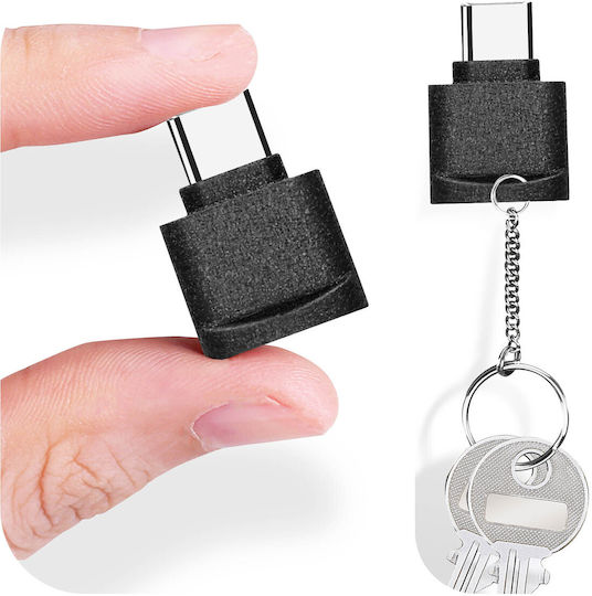 Avizar Mini Cititor Carduri Micro Sd Tf Negru Adaptor Usb-C Negru