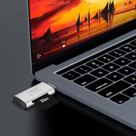 Micro-SD SD-Kartenleser USB 5Gbps Übertragungsrate U3062 Linq Grau