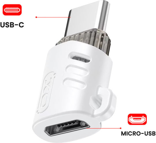 XO Μετατροπέας USB-C female σε micro USB female Λευκό 1τμχ XO-NB256G