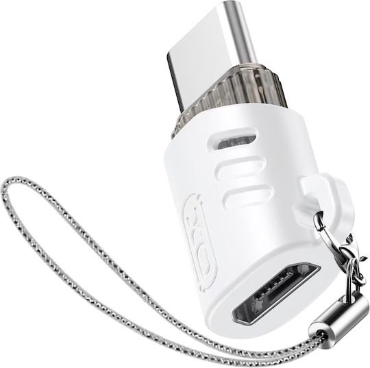 XO Μετατροπέας USB-C female σε micro USB female Λευκό 1τμχ XO-NB256G