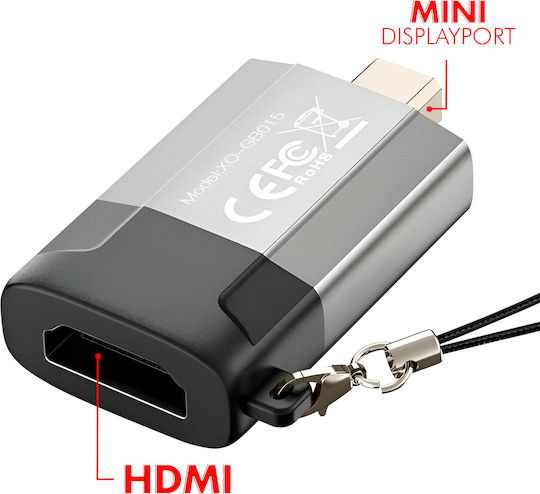 XO Μετατροπέας mini DisplayPort male σε HDMI female Γκρι 1τμχ