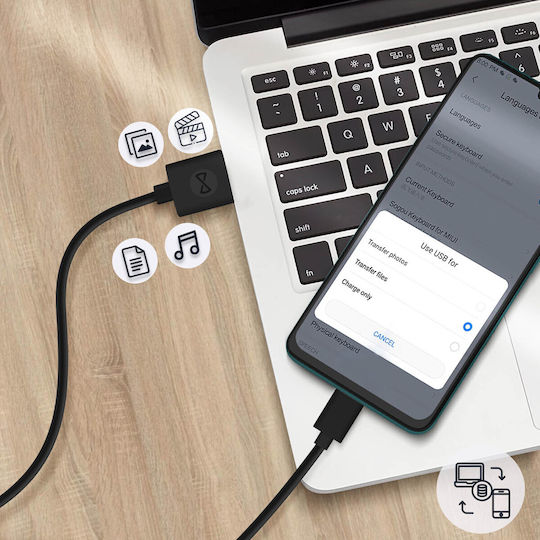 Forever USB 2.0 Kabel USB-C männlich - USB-A Schwarz 1m