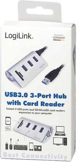 LogiLink Card Reader USB 3.0 για SD/microSD Ασημί