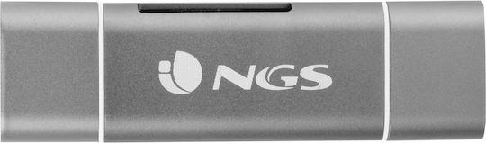 NGS Ally Card Reader micro USB Type-C για SD/microSD Γκρι