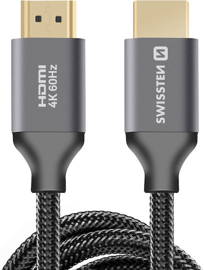 Swissten HDMI 2.0 Premium High Speed 4K 60Hz HDR Braided Cable HDMI Male - HDMI Male 2m Gray