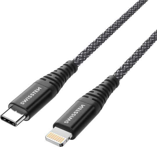 Swissten Braided USB-C to Lightning Cable 60W Μαύρο 1.5m 71544010
