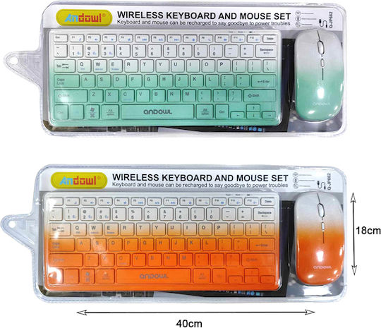 Andowl Q-JP662 Wireless Keyboard & Mouse Set International English Green