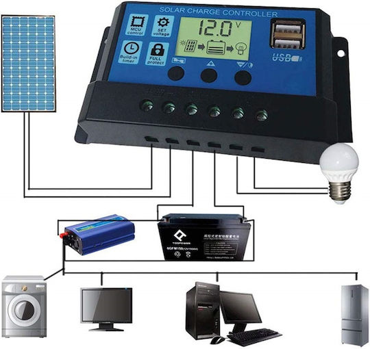 Ρυθμιστής Φόρτισης PWM 24V 10A