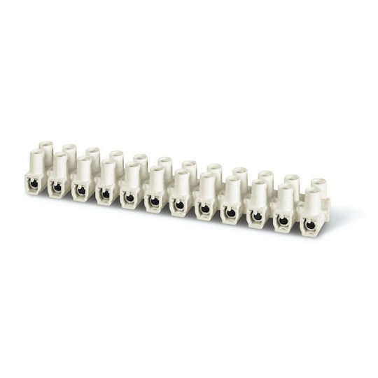 Κλέμα Σειράς 12 θέσεων 12x10mm² Λευκή