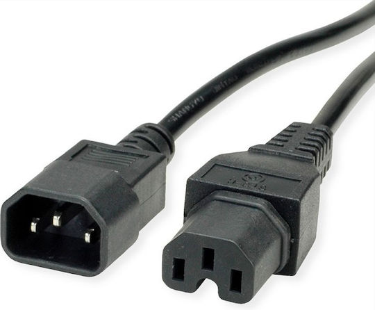 Value IEC C14 - IEC C15 Cable 1m Μαύρο 19.99.1121