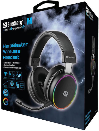 Sandberg HeroBlaster Fără fir Over Ear Gaming Headset cu conexiune Bluetooth Negru