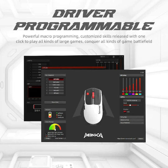 Marvo Monka Vero Wireless Gaming Mouse 10000 DPI White