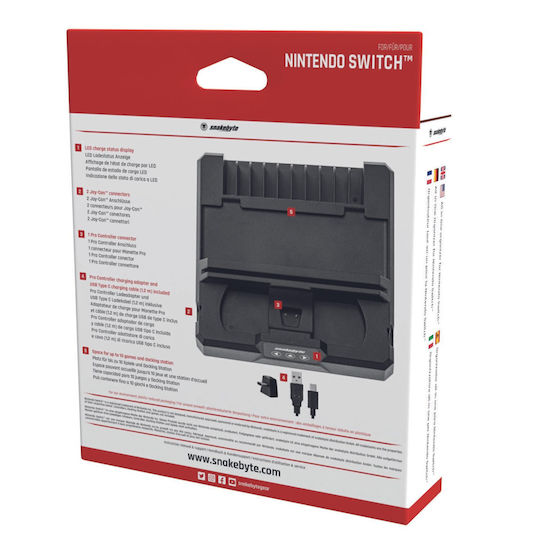 Snakebyte Dual Charge:Base S Βάση για 2 χειριστήρια Switch Μαύρη SB916915