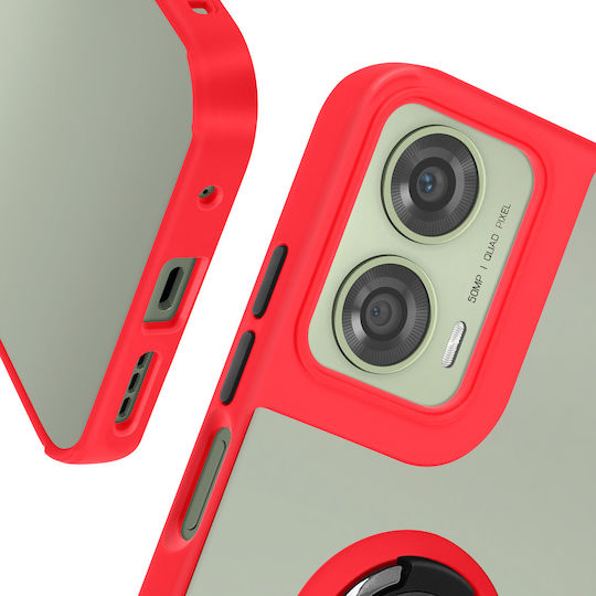 Avizar Ring-Hülle Motorola Moto G24 Ständer-Funktion Stoßfester Schutz Rot