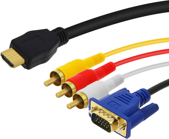 Hdmi zu 3x Rca Stecker Vga Stecker Kabel Video Adapter 1.5m Linq A4001 Schwarz