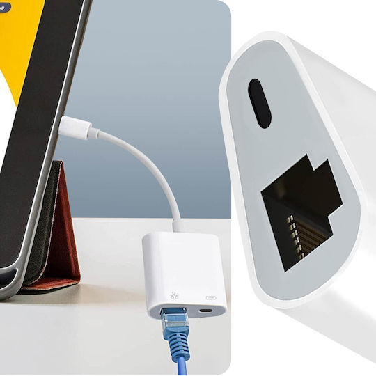 Avizar ADA-1035-IP5 Lightning Konverter männlich zu Lightning / Ethernet weiblich Weiß