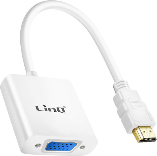 LinQ Μετατροπέας HDMI male σε VGA female Λευκό 1τμχ HDMI-VGA25B