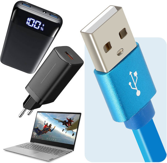 LinQ Retractable USB to Lightning / Type-C / micro USB Cable Μπλε 1m (IP-7893)