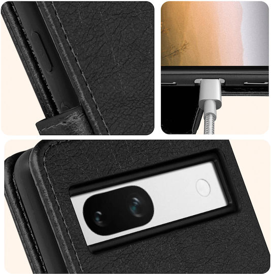 Case Google Pixel 7a Card-holder Cover Video Stand Feature Black