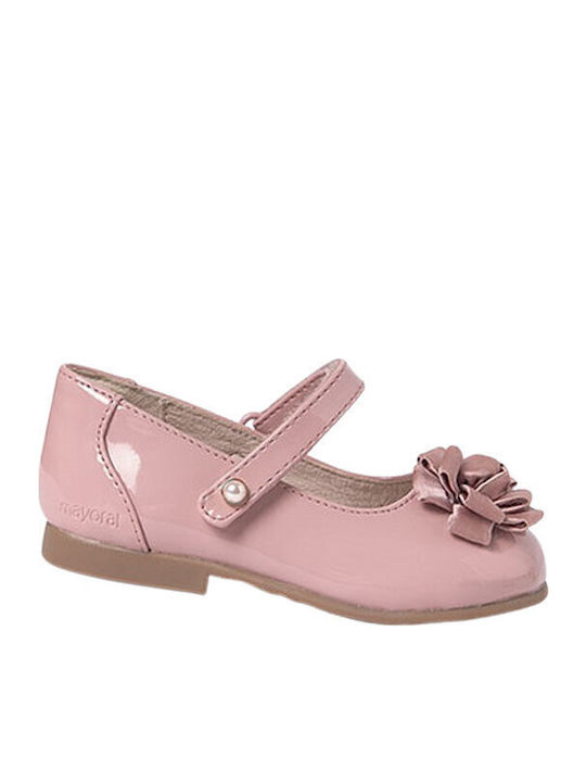 Kids Anatomic Leather Ballerinas with Hoop & Loop Closure Pink