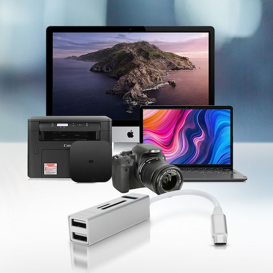 Usb-c 5-in-1 Hub 3 Usb Ports & Sd Micro-sd Card Reader Linq Silver