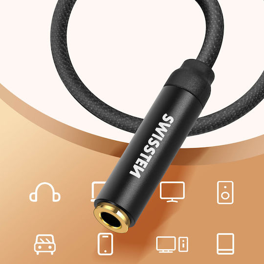 Swissten Audio Cable 3.5mm Male - 3.5mm Female Black 1.5m 73501102