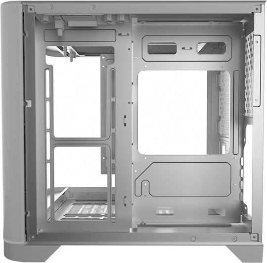 1STPLAYER UV5 Геймърско бюро Мини кула Компютърна кутия със страничен прозорец Бял