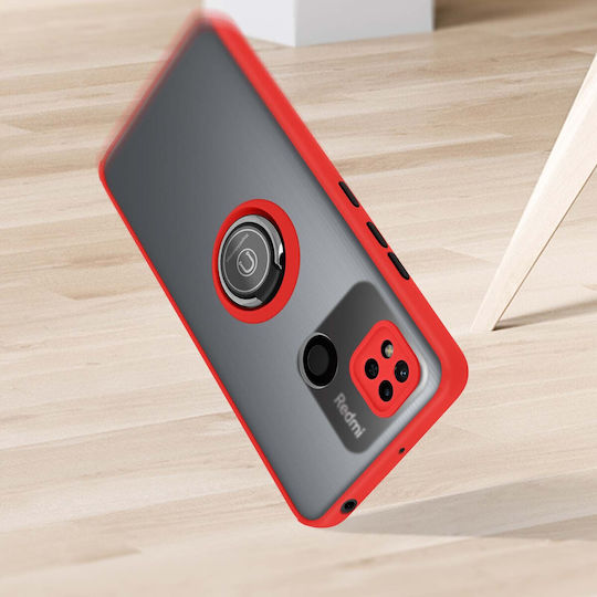 Xiaomi Redmi 10a Case Bi-material Metallic Ring Video Stand Red