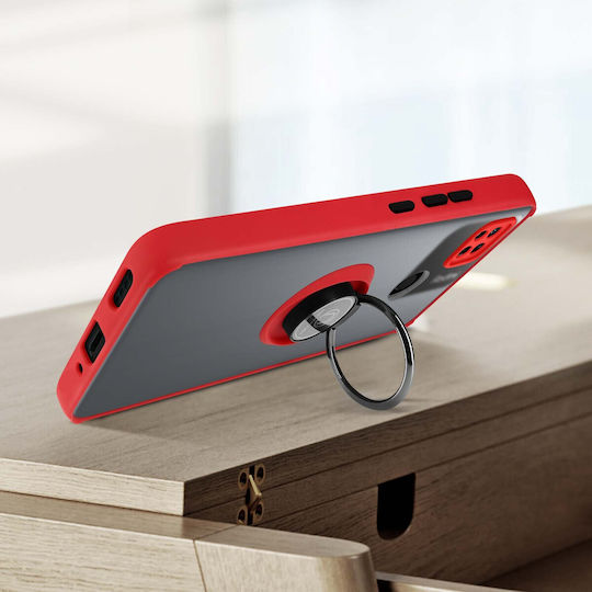 Xiaomi Redmi 10a Case Bi-material Metallic Ring Video Stand Red