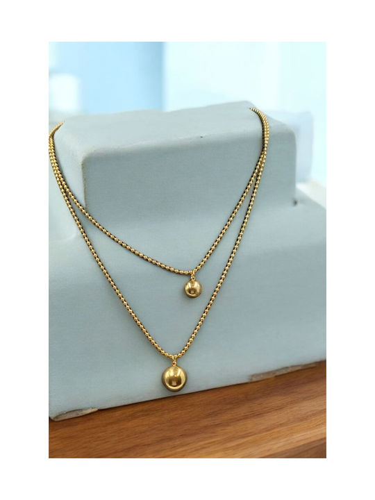 Necklace Double from Gold Plated Steel