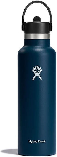 Hydro Flask Standard Mouth with Flex Straw Cap Μπουκάλι Θερμός Ανοξείδωτο BPA Free 621ml Standard Flex Straw Cap Indigo με Καλαμάκι S21FS464