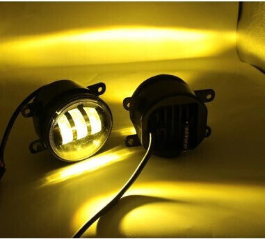 Set de 2 Lumini de Ceață LED Dacia Renault Nissan Lumină Albă+Galbenă Diametru 3" 90mm 30w 12/24v Conector H11 H8
