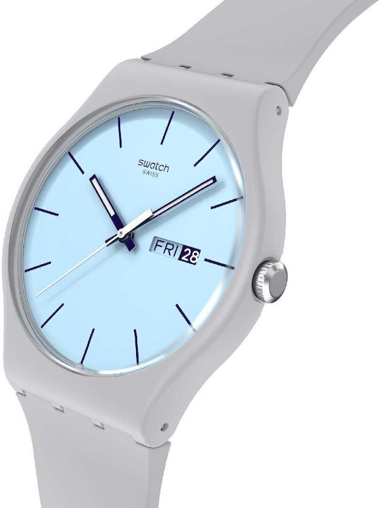 Swatch Sky Unisex Ανδρικό Ρολόι Μπαταρίας με Γκρι Καουτσούκ Λουράκι