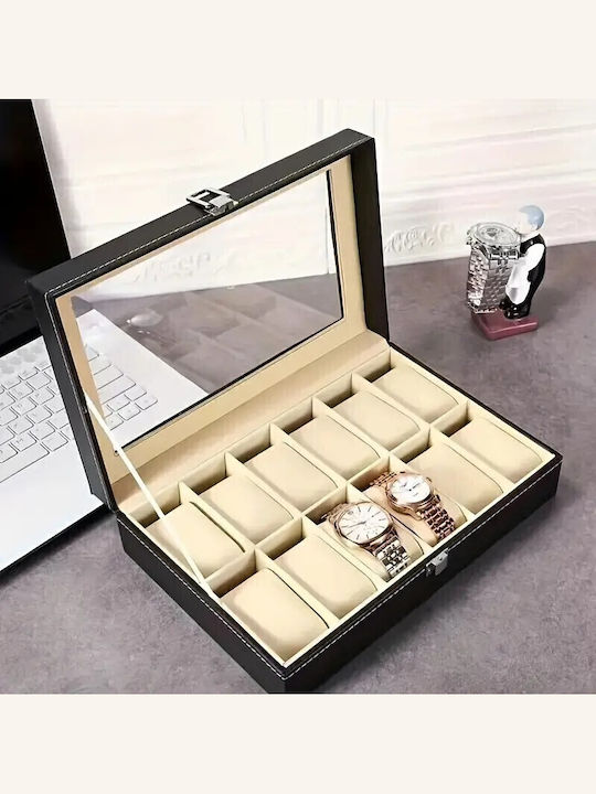 Olympus Case with transparent lid for 12 watches in Black color OLYMP-2 Olympus Case with transparent lid for 12 watches in Black color OLYMP-2