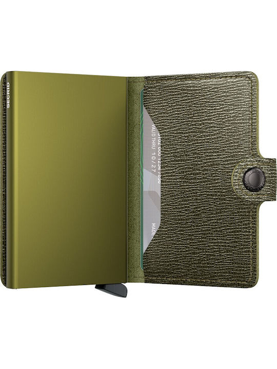 Miniwallet Crisple Δερμάτινο Ανδρικό Πορτοφόλι Καρτών Πράσινο
