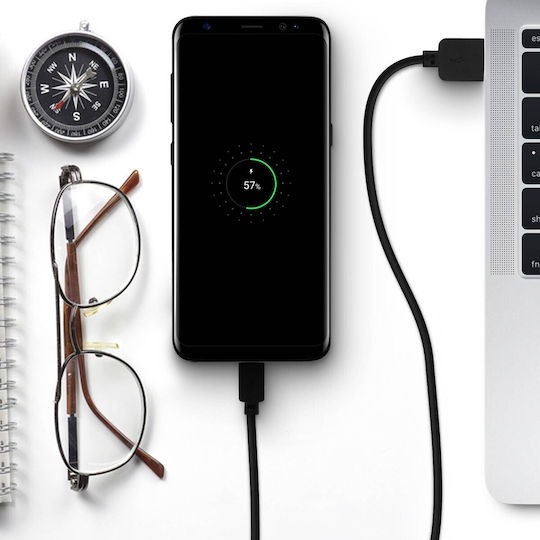 Avizar Braided USB 2.0 Cable USB-C male - USB-A Μαύρο 1m