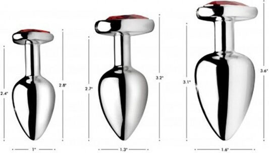 Booty Sparks Red Heart Gem Anal Plug Set