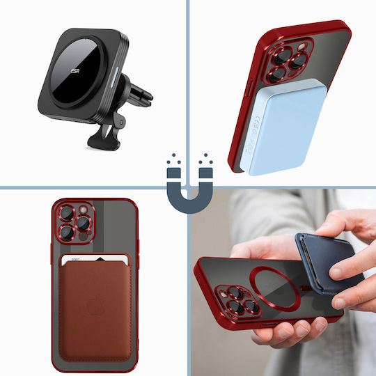 Magsafe Case for iPhone 13 Pro Max Silicone Camera Chrome Red