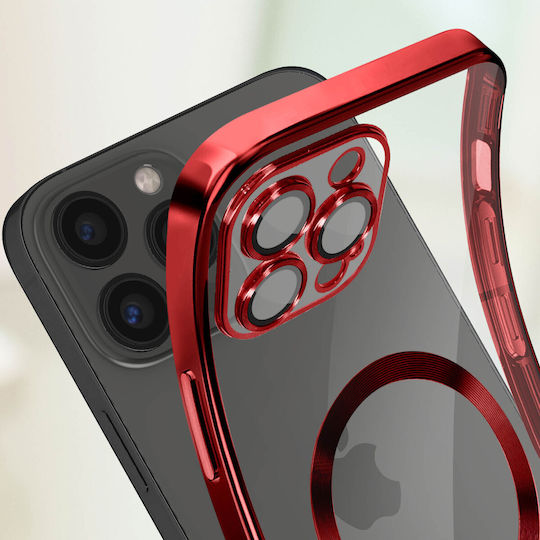 Magsafe Case for iPhone 13 Pro Max Silicone Camera Chrome Red