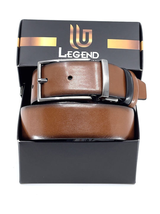 2021 Men's Belt from Artificial Leather Double Sided Blue / Brown