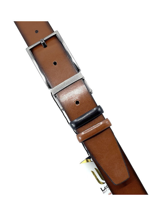 2021 Men's Belt from Artificial Leather Double Sided Blue / Brown